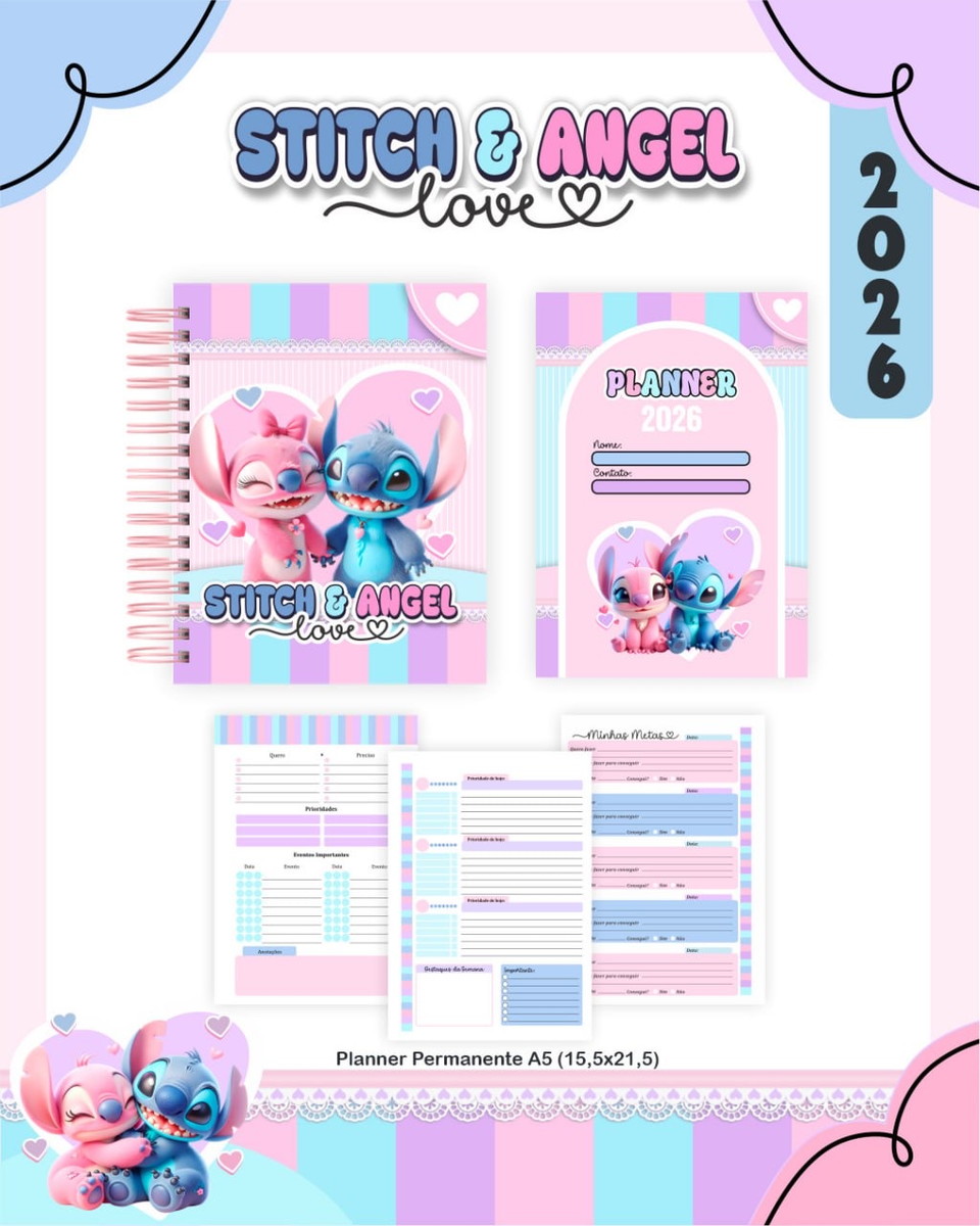 Kit Escolar Stitch e Angel Arquivo Digital Completo 5 Kit Escolar Stitch e Angel Arquivo Digital Completo - Imagem 5