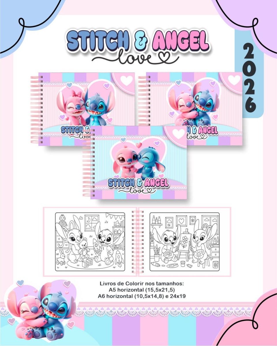Kit Escolar Stitch e Angel Arquivo Digital Completo 1 Kit Escolar Stitch e Angel Arquivo Digital Completo