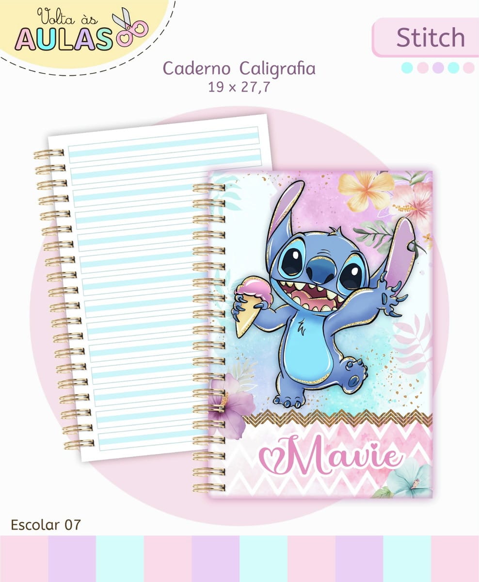 Kit Escolar Stitch Menina Arquivo Digital para Personalizar 3 Kit Escolar Stitch Menina Arquivo Digital para Personalizar - Imagem 3