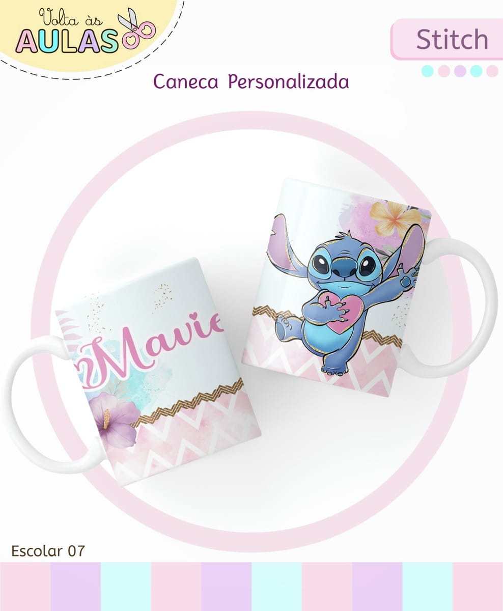 Kit Escolar Stitch Menina Arquivo Digital para Personalizar 5 Kit Escolar Stitch Menina Arquivo Digital para Personalizar - Imagem 5