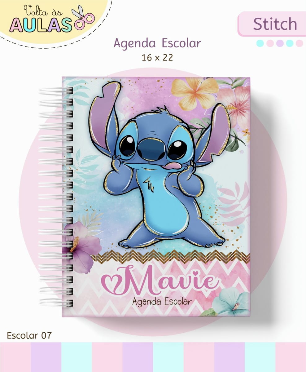 Kit Escolar Stitch Menina Arquivo Digital para Personalizar 1 Kit Escolar Stitch Menina Arquivo Digital para Personalizar