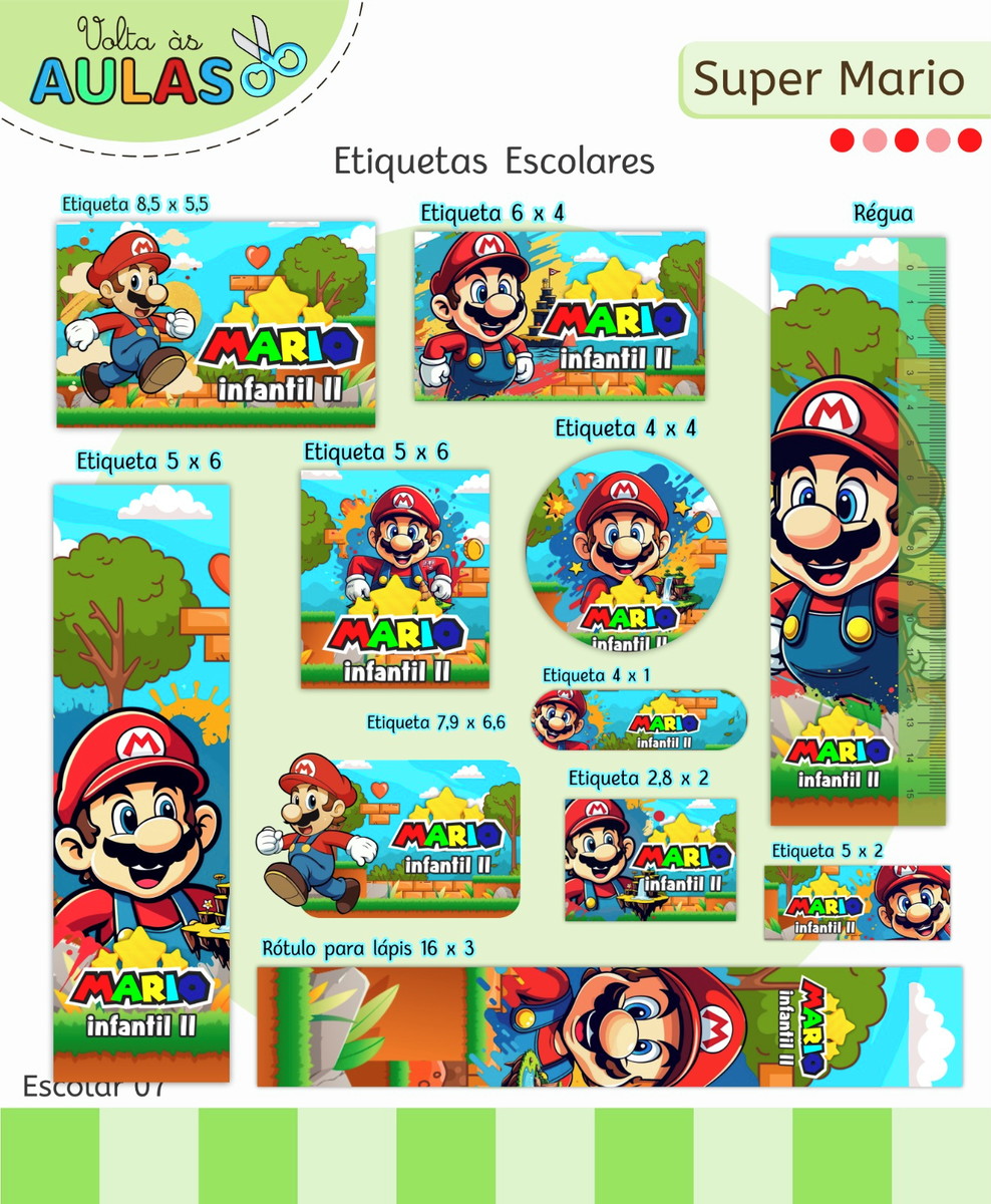 Kit Escolar Super Mario Digital para Personalizar e Revender 3 Kit Escolar Super Mario Digital para Personalizar e Revender - Imagem 3