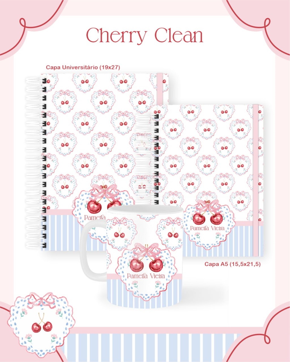 Kit Escolar Teen Cherry Clean Digital para Personalizar 5 Kit Escolar Teen Cherry Clean Digital para Personalizar - Imagem 5