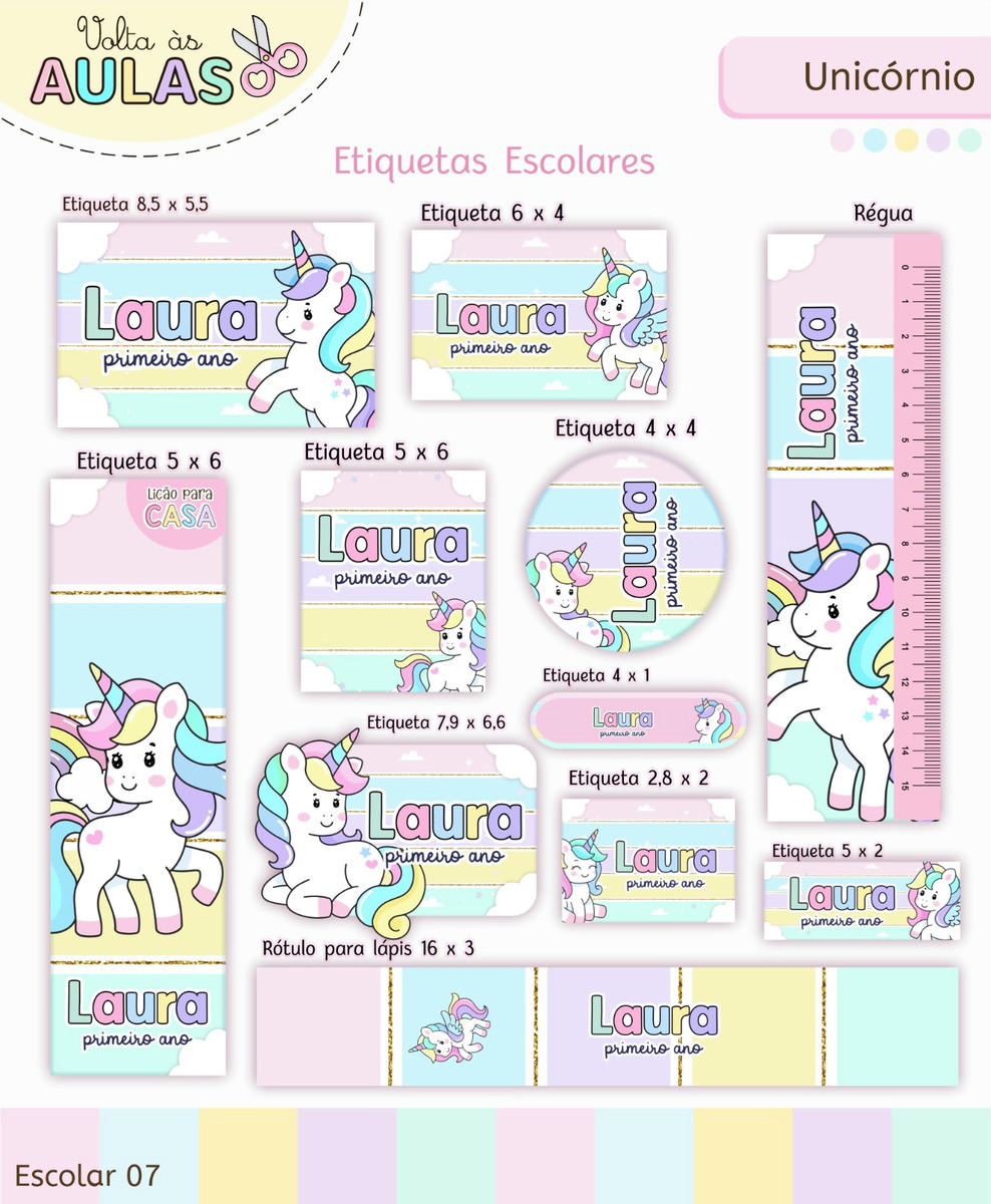 Kit Escolar Unicórnio Digital para Personalizar Papelaria 2 Kit Escolar Unicórnio Digital para Personalizar Papelaria - Imagem 2