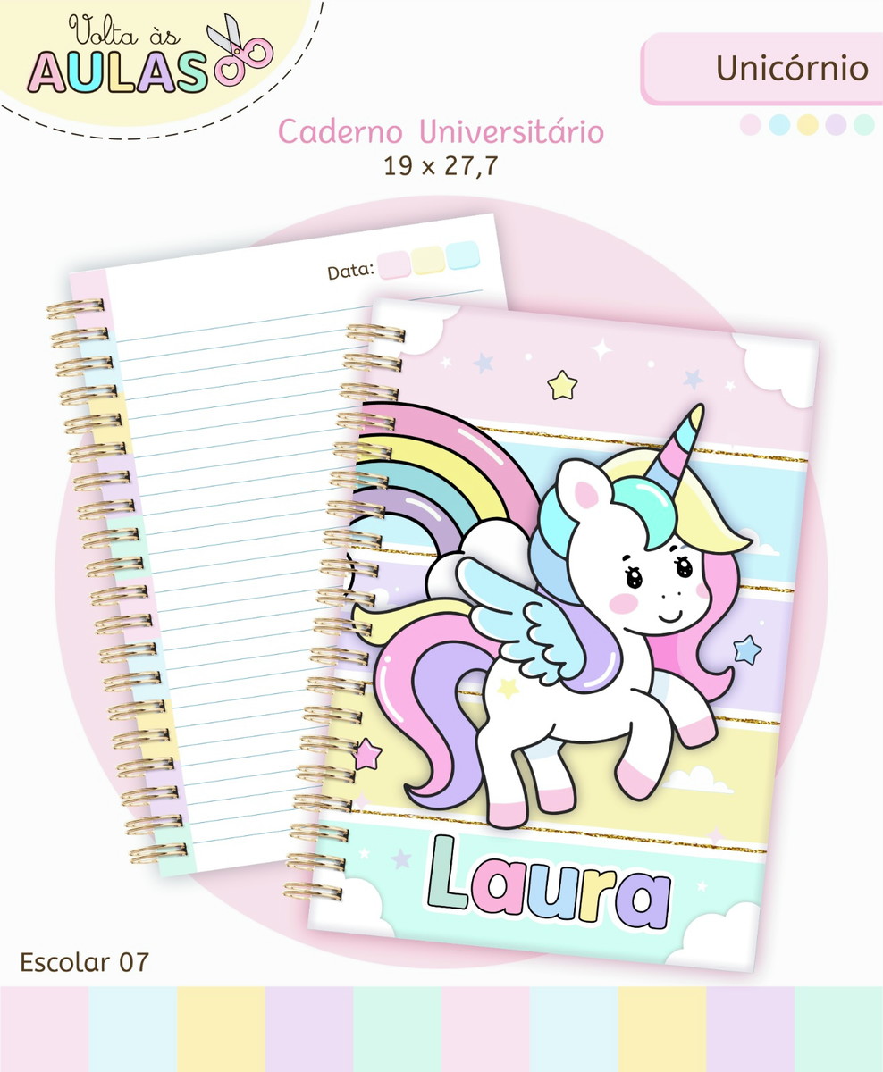 Kit Escolar Unicórnio Digital para Personalizar Papelaria 5 Kit Escolar Unicórnio Digital para Personalizar Papelaria - Imagem 5