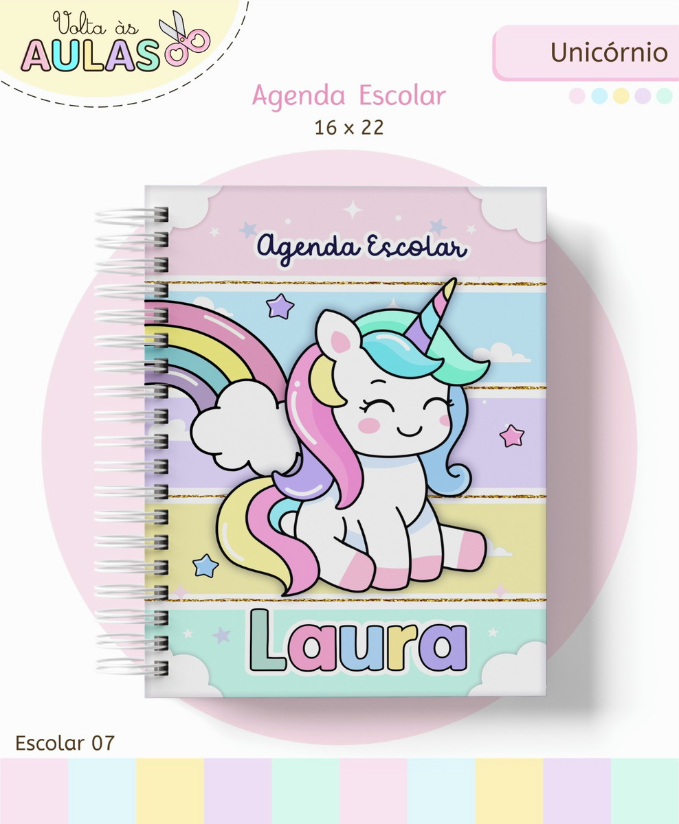Kit Escolar Unicórnio Digital para Personalizar Papelaria 1 Kit Escolar Unicórnio Digital para Personalizar Papelaria