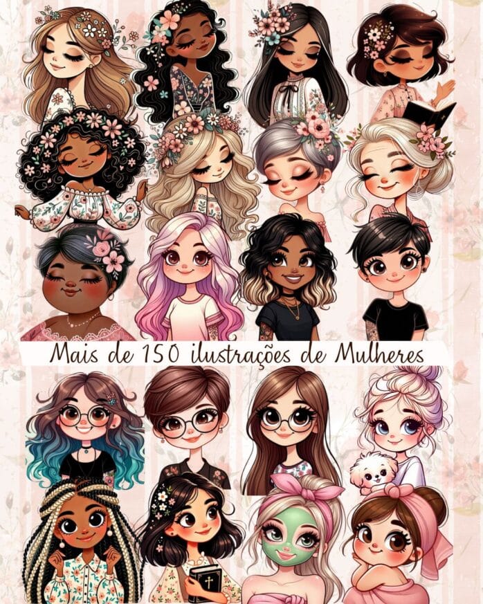 Kit Especial Dia Da Mulher 2025 150 Ilustracoes Fundos 2
