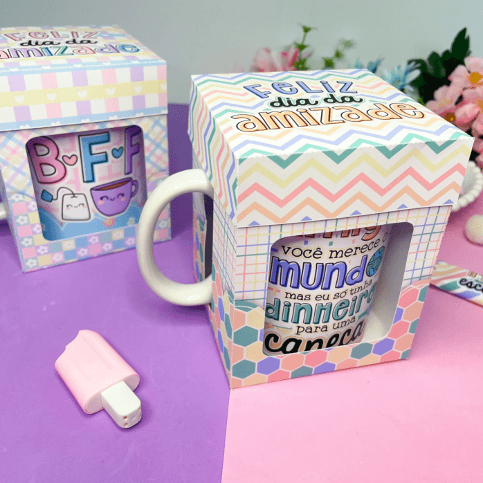 Kit Estampas Caneca Dia do Amigo Frases Fofas de Amizade