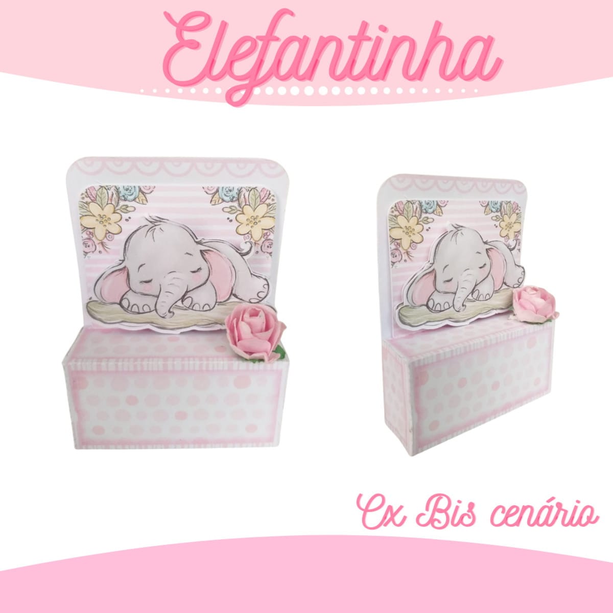 Kit Festa Elefantinha Menina Digital para Editar e Cortar 2 Kit Festa Elefantinha Menina Digital para Editar e Cortar - Imagem 2