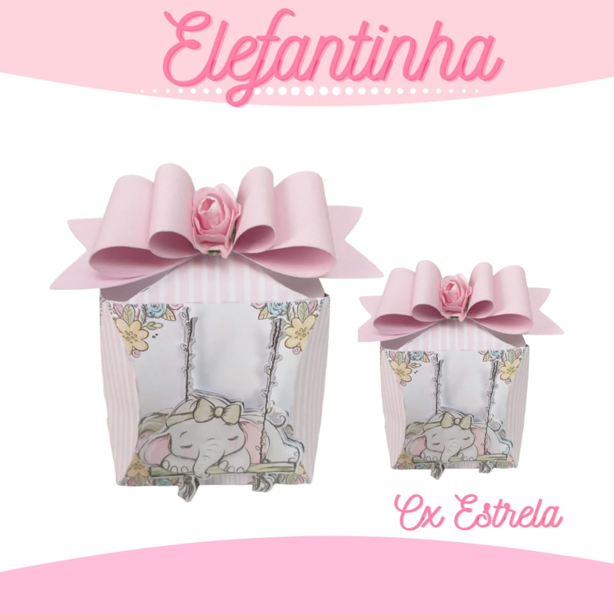 Kit Festa Elefantinha Menina Digital para Editar e Cortar 4 Kit Festa Elefantinha Menina Digital para Editar e Cortar - Imagem 4