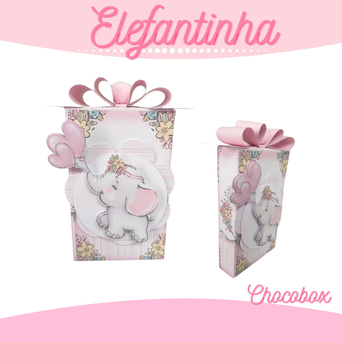Kit Festa Elefantinha Menina Digital para Editar e Cortar 1 Kit Festa Elefantinha Menina Digital para Editar e Cortar