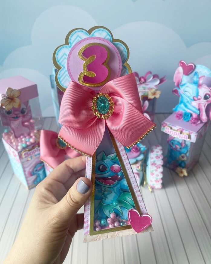 Kit Festa Luxo Stitch Rosa e Azul