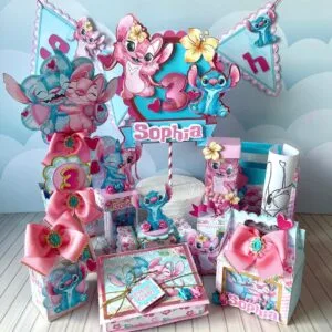 Kit Festa Luxo Stitch Rosa e Azul