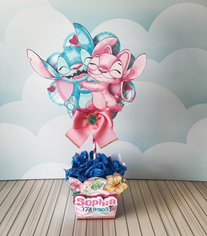 Kit Festa Luxo Stitch Rosa e Azul