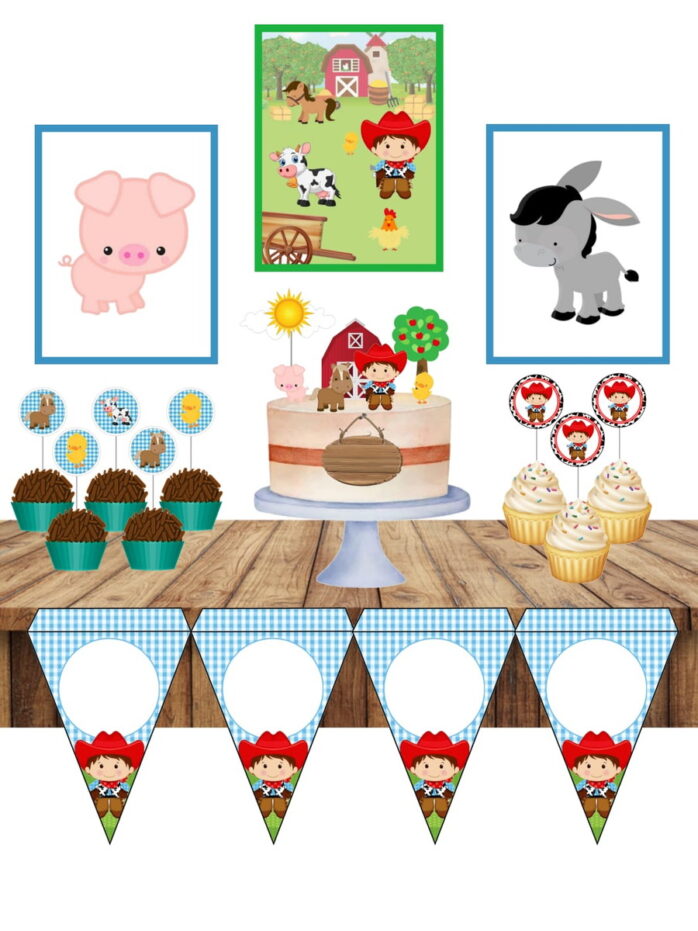 Kit Festa Só Um Bolinho Fazendinha Menino
