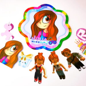 Kit Festa Só um Bolinho Arquivo Digital Personalizável 11 Arte digital colorida com personagem de desenho, figuras de jogo e bolo.