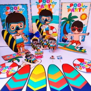 Kit Festa Só um bolinho Pool Party Menino 24 Kit Festa Só um bolinho Pool Party Menino
