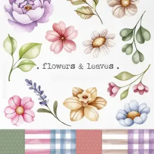 Kit Flores E Folhas Png Para Personalizados E Papelaria Digital