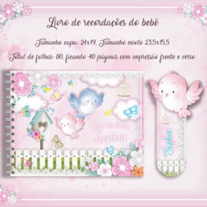 Kit Livro do Bebê Aquarela Jardim e Passarinhos