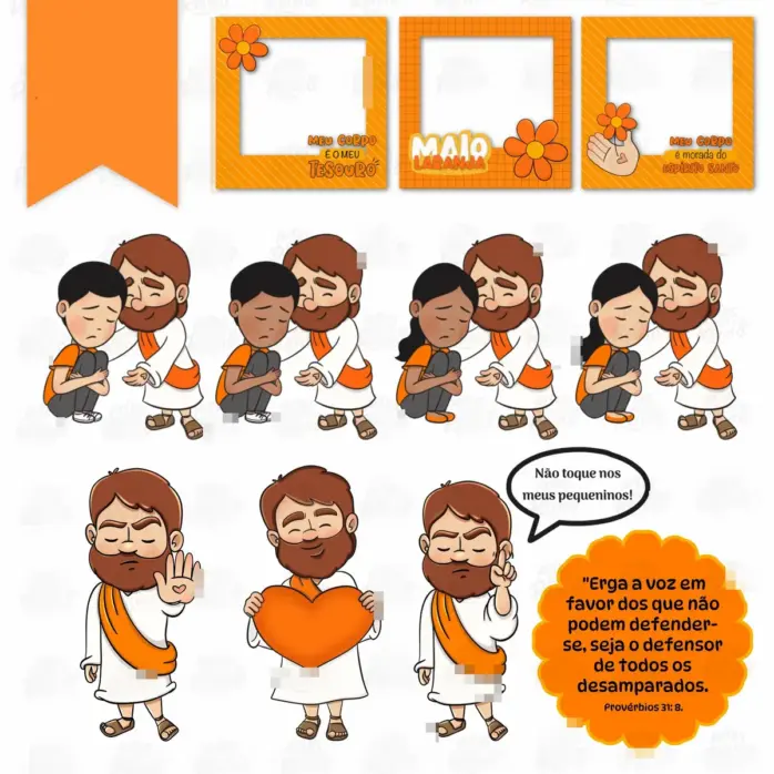 Kit Maio Laranja Designs Em Png Para Scrapbooking E Cartonagem 5