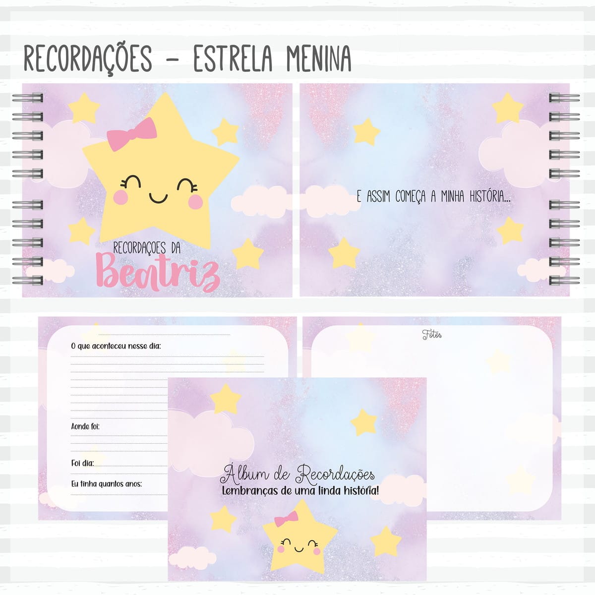 Kit Maternidade Estrela Menina Arquivo Digital PDF 2 Kit Maternidade Estrela Menina Arquivo Digital PDF