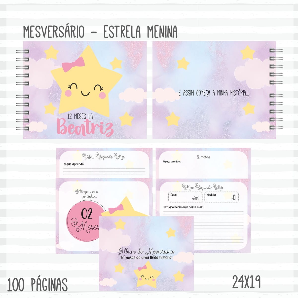 Kit Maternidade Estrela Menina Arquivo Digital PDF 4 Kit Maternidade Estrela Menina Arquivo Digital PDF