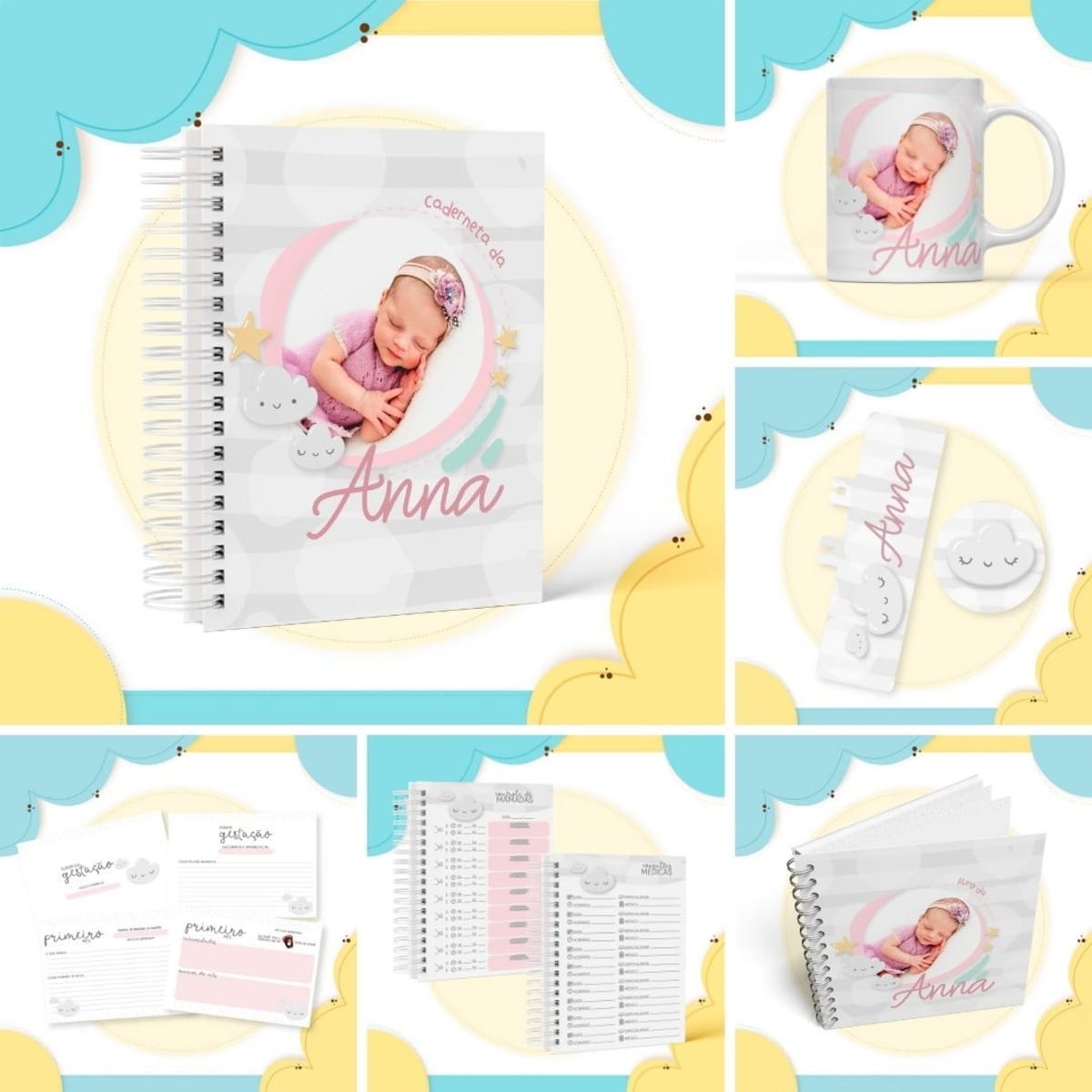 Kit Maternidade Menina Digital para Personalizar Lembranças 1 Kit Maternidade Menina Digital para Personalizar Lembranças