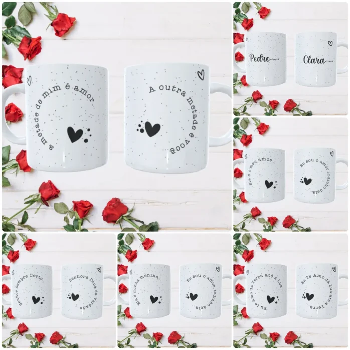 Kit Minimalista para Sublimação Canecas - Dia dos Namorados