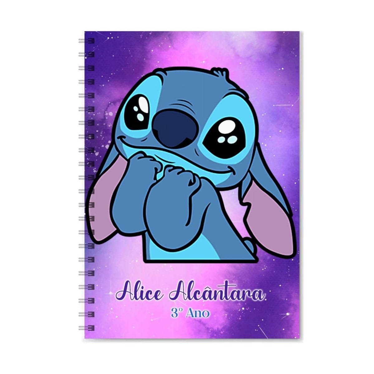 Kit Mix Escolar 2025 Arquivos para Encadernação 4 Capa de caderno digital com personagem azul sorrindo, fundo de galáxia roxa e texto.