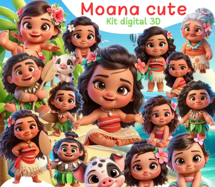 Kit Moana Png Completo Com Elementos Para Lembrancinhas 2