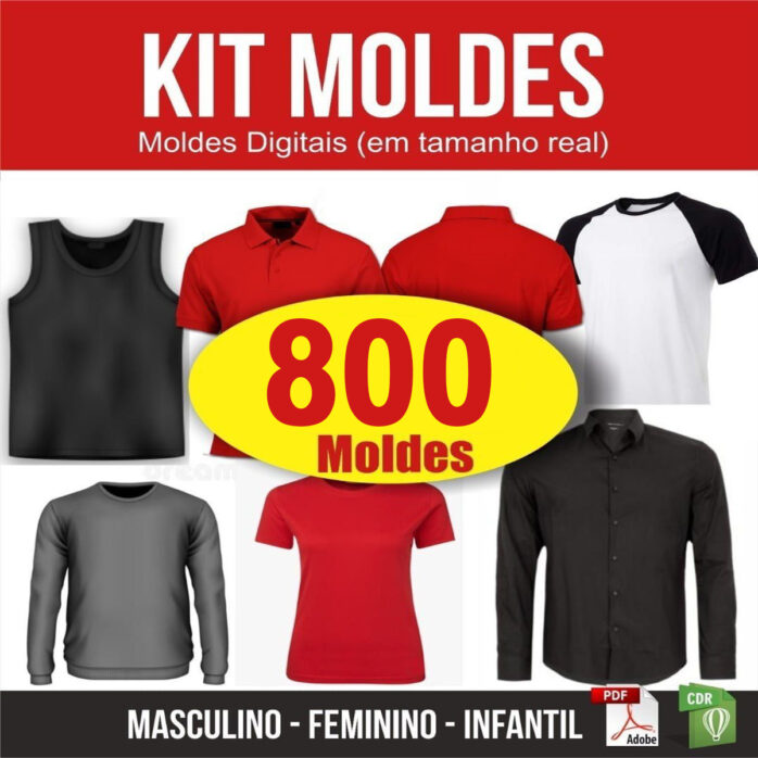 Kit Moldes De Roupas Em Pdf E Corel 800 Tamanho Real Digital
