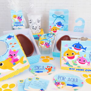 Kit Páscoa Baby Shark Digital para Criar Embalagens 9 kit pascoa baby shark arquivo digital