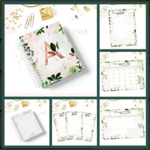 Kit Planner Alfabeto Floral Verde Escuro