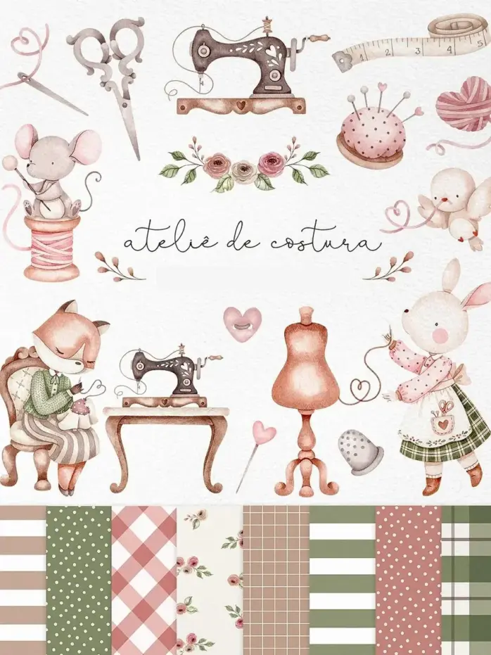 Kit Png Atelie De Costura Com Elementos Para Personalizacao