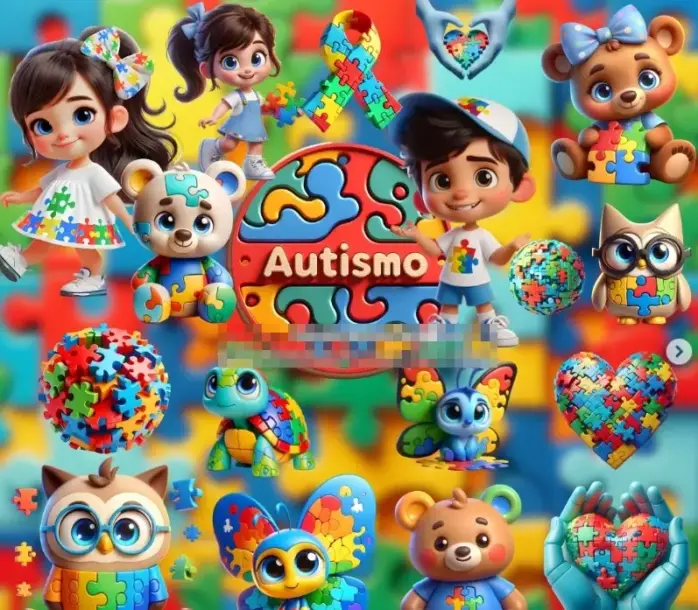 Kit Png Autismo 3d Para Produtos Personalizados E Artesanato