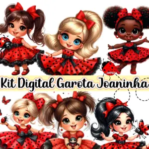 Kit PNG Garota Joaninhas para Sublimacao e Scrapbook