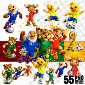 Kit PNG Mascotes Copa do Mundo 2026 para Personalizados