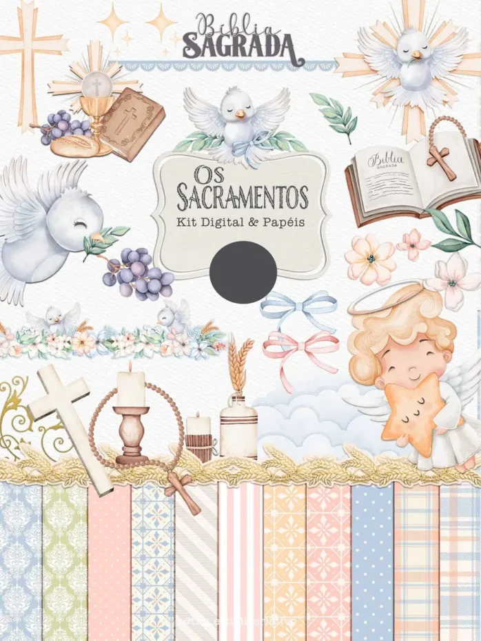 Kit PNG para Batismo e Comunhão - Arte Digital Sacra