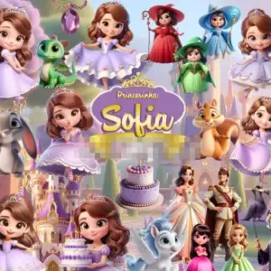 Kit Princesa Sofia Png Com Elementos Para Sublimacao E Crafts