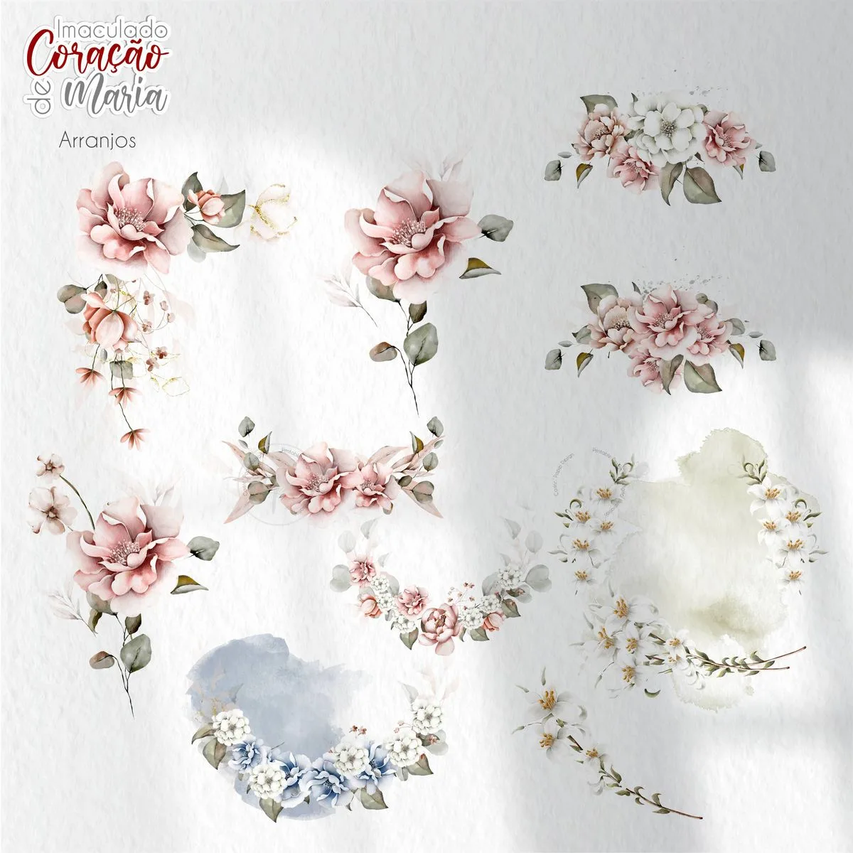 Kit Santinhos Imaculado Coração de Maria Digital Ilustrações 8 Kit Santinhos Imaculado Coração de Maria Digital Ilustrações