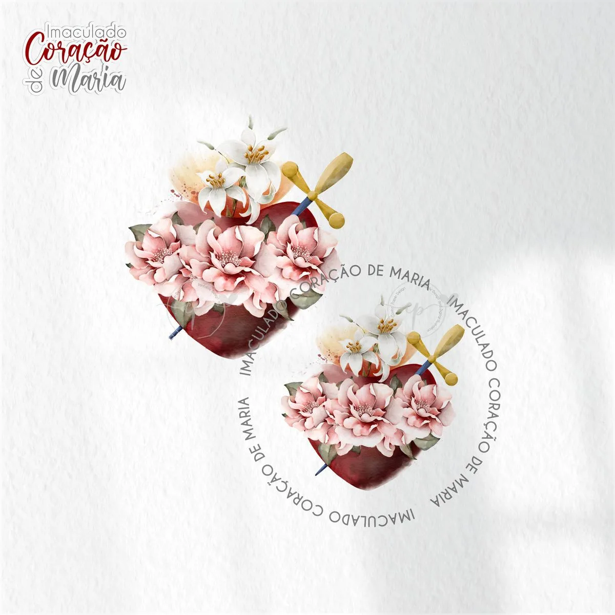 Kit Santinhos Imaculado Coração de Maria Digital Ilustrações 7 Kit Santinhos Imaculado Coração de Maria Digital Ilustrações