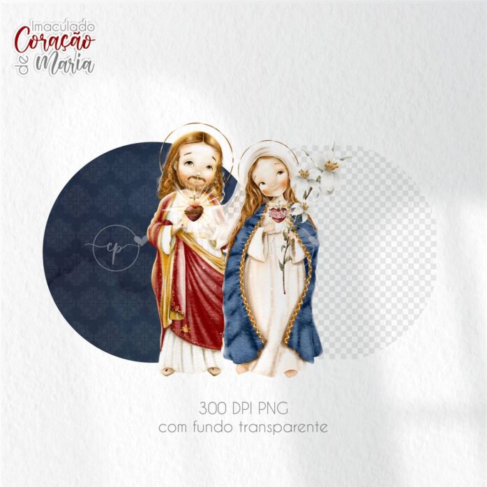 Kit Santinhos Imaculado Coração de Maria Digital Ilustrações