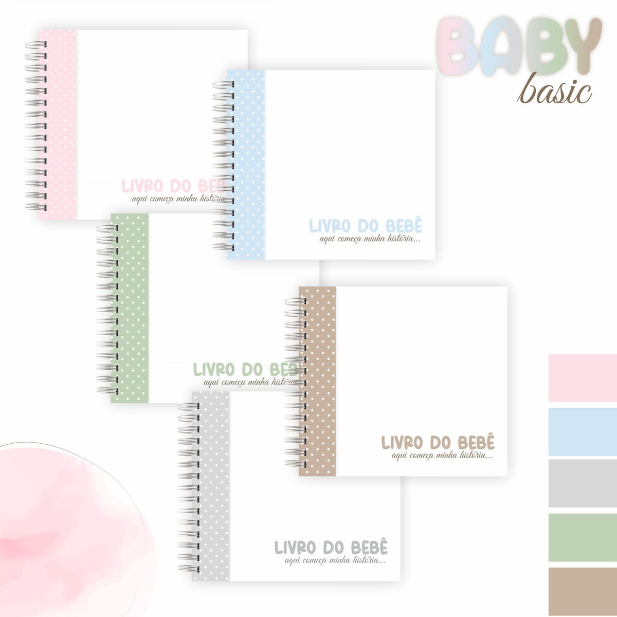 Álbum do Bebê Digital Personalizável em 5 Cores 1 Álbum do Bebê Digital Personalizável em 5 Cores