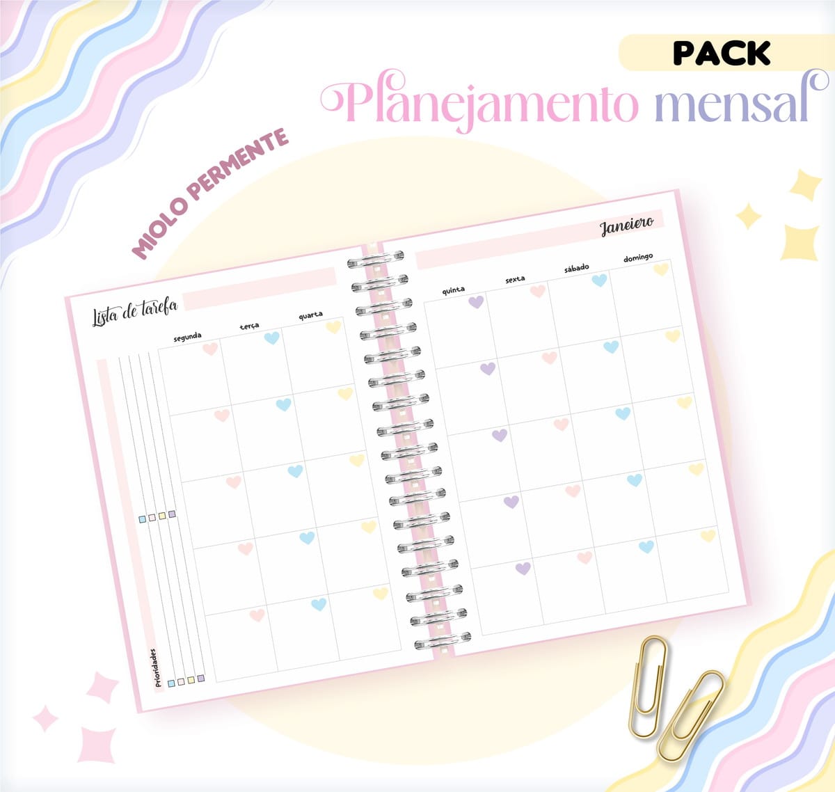 Lista de Tarefas Mensais em PNG e PDF para Planner 2 Lista de Tarefas Mensais em PNG e PDF para Planner - Imagem 2