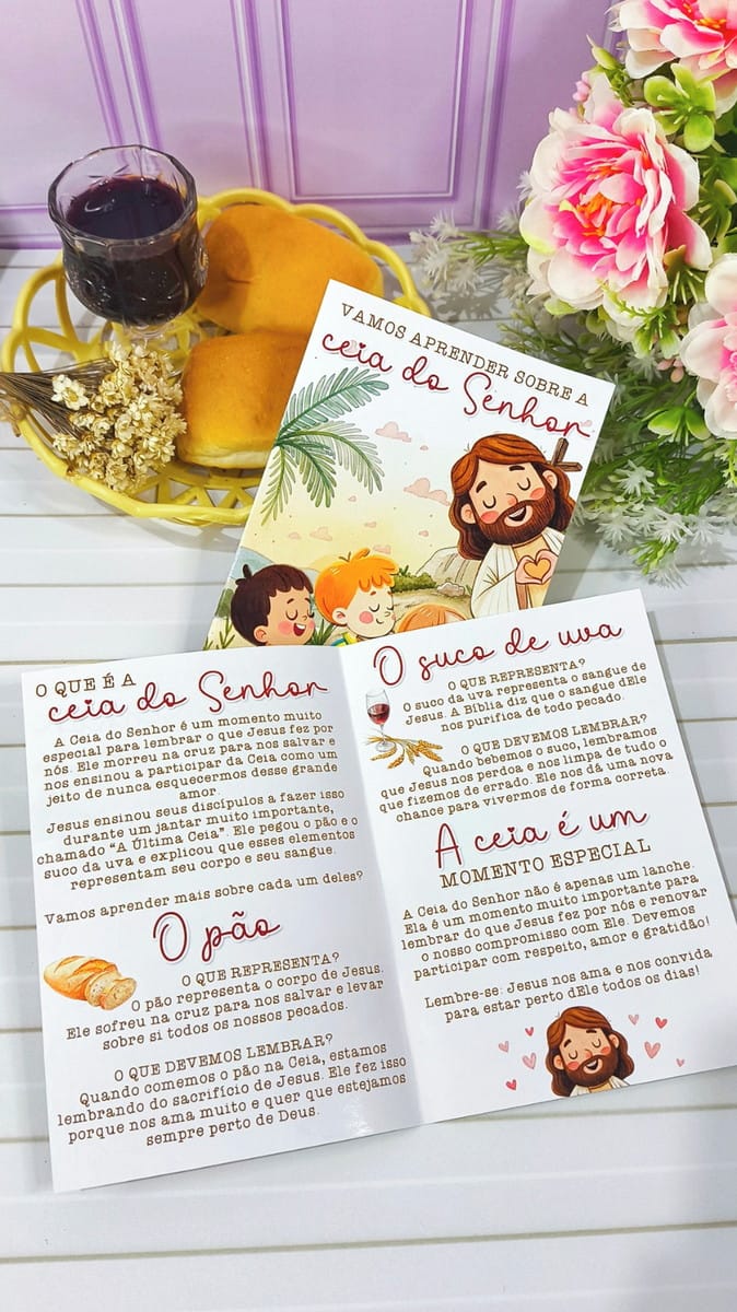 Livrinho Santa Ceia Cute Floral Para Encadernação 5 Livrinho Santa Ceia Cute Floral Para Encadernação - Imagem 5
