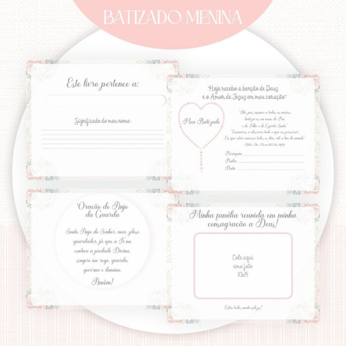 Livro Batizado Menina Rosa