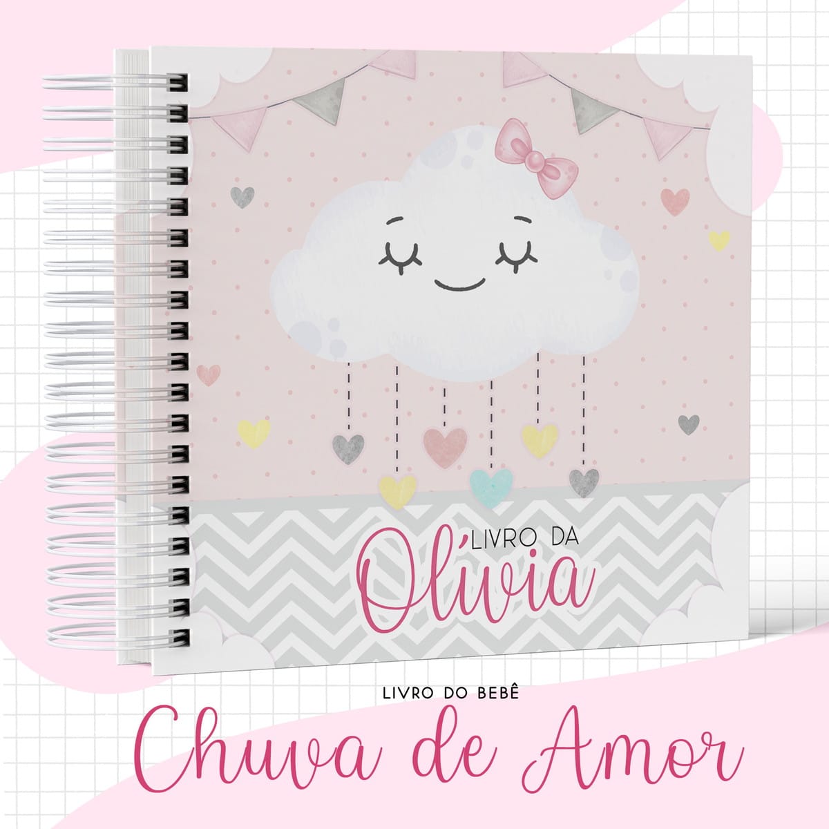 Kit Digital Livro de Memórias Bebê Menina Chuva de Amor 1 Kit Digital Livro de Memórias Bebê Menina Chuva de Amor
