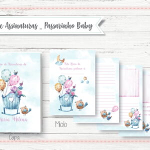 Livro de Assinaturas Passarinho Baby para Chá de Bebê
