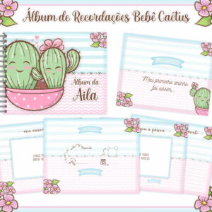 Livro de Recordações Bebê Cactus Digital para Imprimir