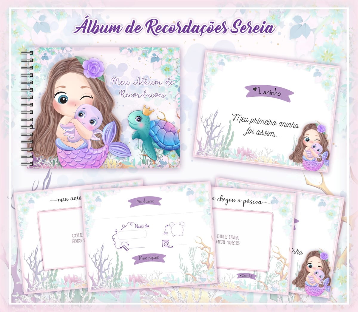 Livro de Recordações Bebê Sereia PDF para Imprimir 1 Livro de Recordações Bebê Sereia PDF para Imprimir
